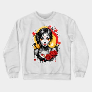 Happy Valentines Day retro vintage traditional tattoo design Crewneck Sweatshirt